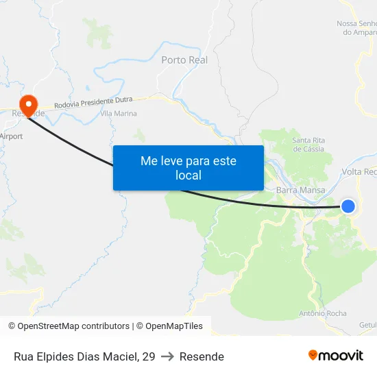 Rua Elpides Dias Maciel, 29 to Resende map