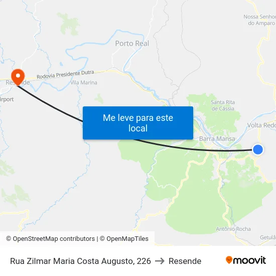 Rua Zilmar Maria Costa Augusto, 226 to Resende map
