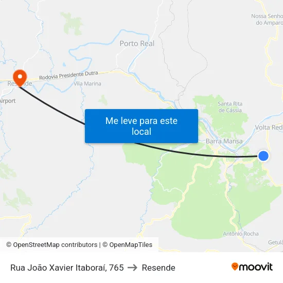 Rua João Xavier Itaboraí, 765 to Resende map