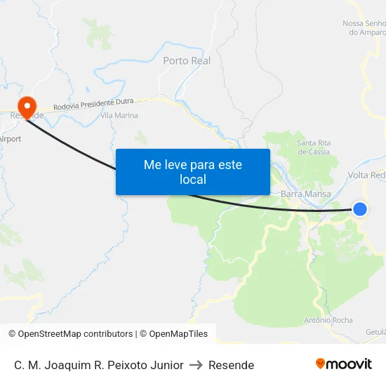 C. M. Joaquim R. Peixoto Junior, Barra Mansa to Resende map