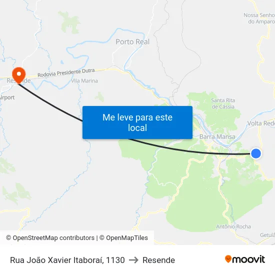 Rua João Xavier Itaboraí, 1130 to Resende map