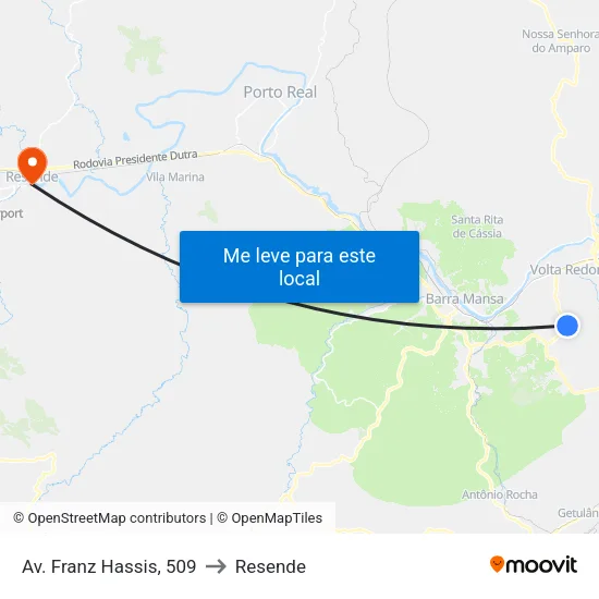 Av. Franz Hassis, 509 to Resende map