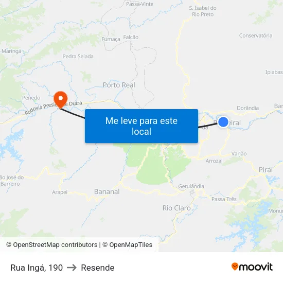Rua Ingá, 190 to Resende map