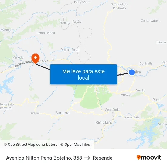 Avenida Nilton Pena Botelho - B. São Jorge, Pinheiral to Resende map