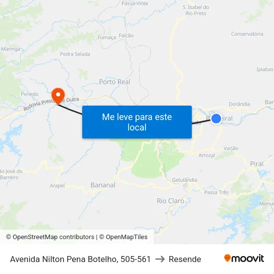 Avenida Nilton Pena Botelho - B. São Jorge, Pinheiral to Resende map