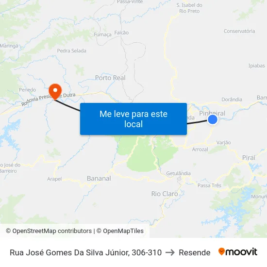 Rua José Gomes Da Silva Júnior, 306-310 to Resende map