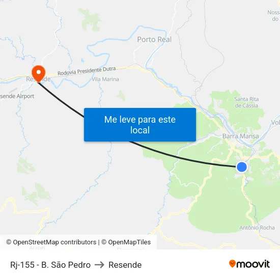 Rj-155 - B. São Pedro, Barra Mansa to Resende map