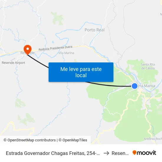 Estrada Governador Chagas Freitas, 254-270 to Resende map