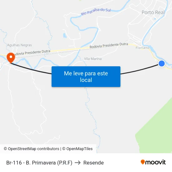 Br-116 - B. Primavera (P.R.F), Barra Mansa to Resende map