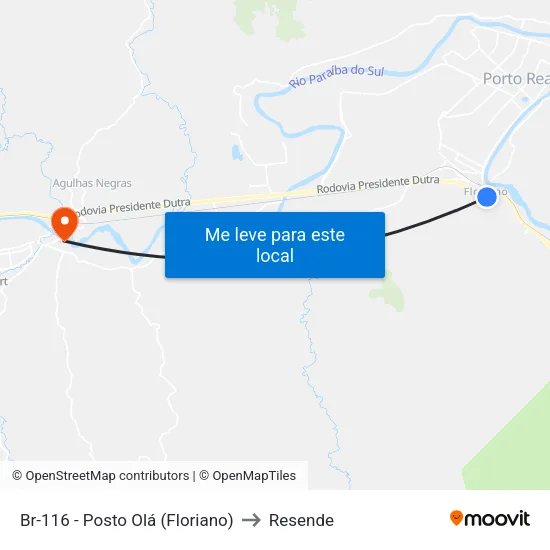 Br-116 - Posto Olá (Floriano), Barra Mansa to Resende map