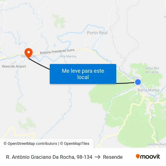 R. Antônio Graciano Da Rocha, 98-134 to Resende map