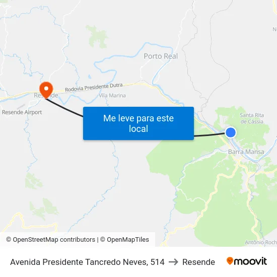 Avenida Presidente Tancredo Neves, 514 to Resende map