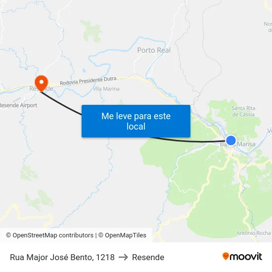 Rua Major José Bento, 1218 to Resende map