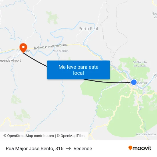 Rua Major José Bento, 816 to Resende map