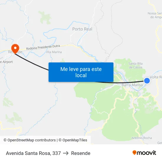 Avenida Santa Rosa, 337 to Resende map