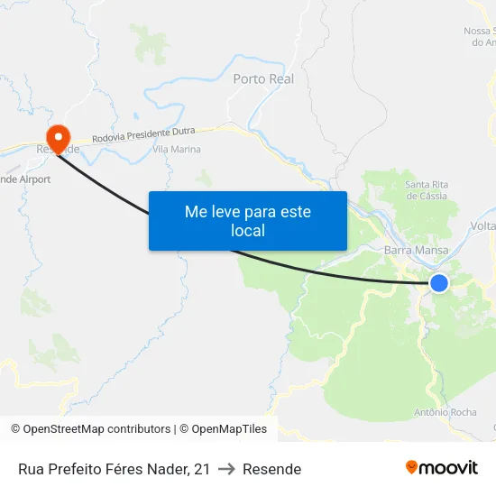 Rua Prefeito Féres Nader, 21 to Resende map