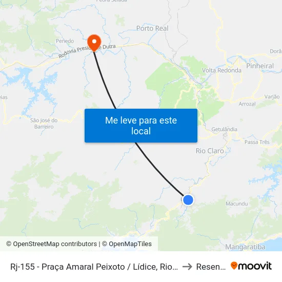 Rj-155 - Praça Amaral Peixoto / Lídice, Rio Claro to Resende map
