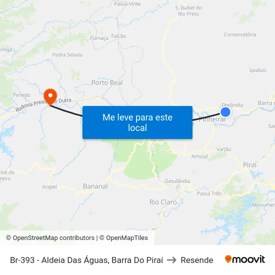 Br-393 - Aldeia Das Águas, Barra Do Piraí to Resende map