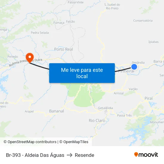 Br-393 - Aldeia Das Águas, Barra Do Piraí to Resende map