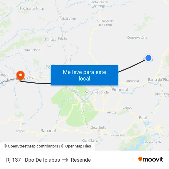 Rj-137 - Dpo De Ipiabas to Resende map