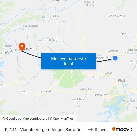 Rj-141 - Viaduto Vargem Alegre, Barra Do Piraí to Resende map