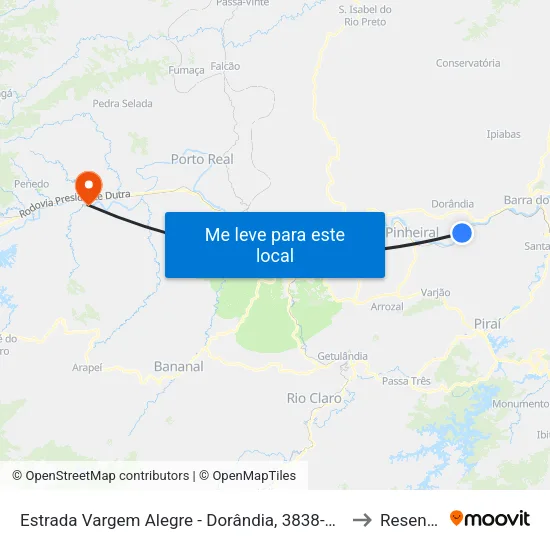 Estrada Vargem Alegre - Dorândia, 3838-4056 to Resende map