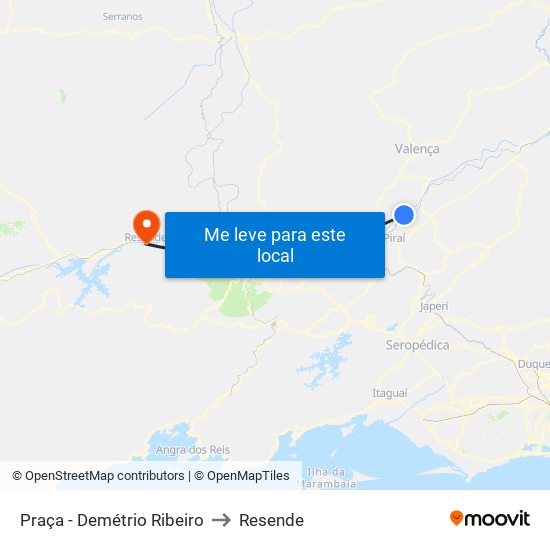 Praça - Demétrio Ribeiro to Resende map