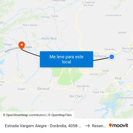 Estrada Vargem Alegre - Dorândia, 4058-4126 to Resende map