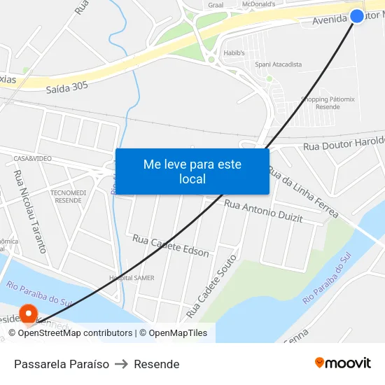 Passarela Paraíso, Resende to Resende map