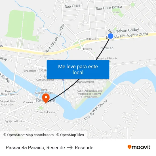 Passarela Paraíso, Resende to Resende map