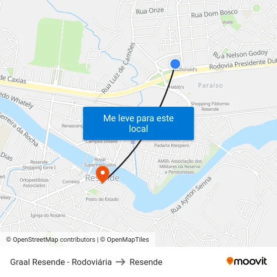 Graal Resende - Rodoviária to Resende map