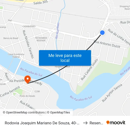 Rodovia Joaquim Mariano De Souza, 40-174 to Resende map