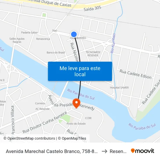 Avenida Marechal Castelo Branco, 758-838 to Resende map