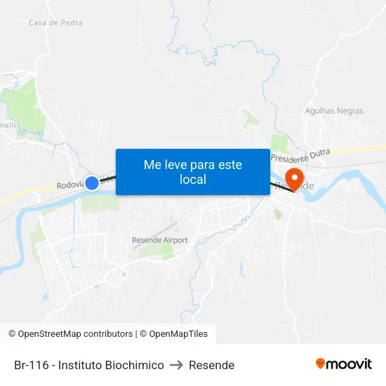 Br-116 - Instituto Biochimico, Itatiaia to Resende map