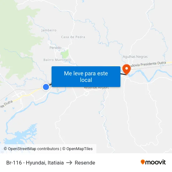 Br-116 - Hyundai, Itatiaia to Resende map