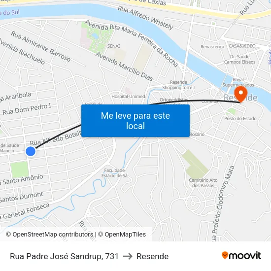 Rua Padre José Sandrup, 731 to Resende map