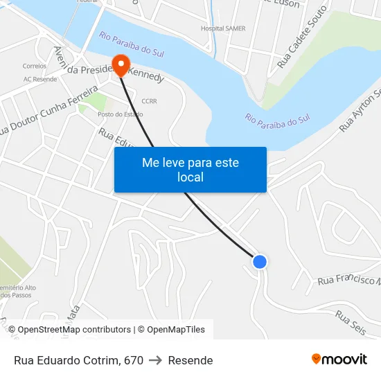 Rua Eduardo Cotrim, 670 to Resende map