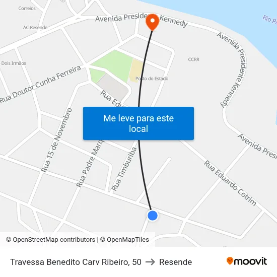 Travessa Benedito Carv Ribeiro, 50 to Resende map
