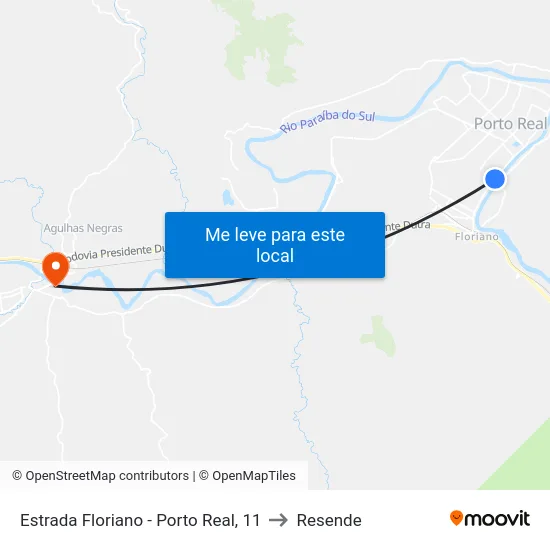 Estrada Floriano - Porto Real, 11 to Resende map