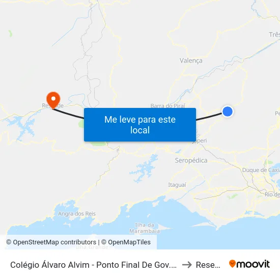 Colégio Álvaro Alvim - Ponto Final De Gov. Portela to Resende map