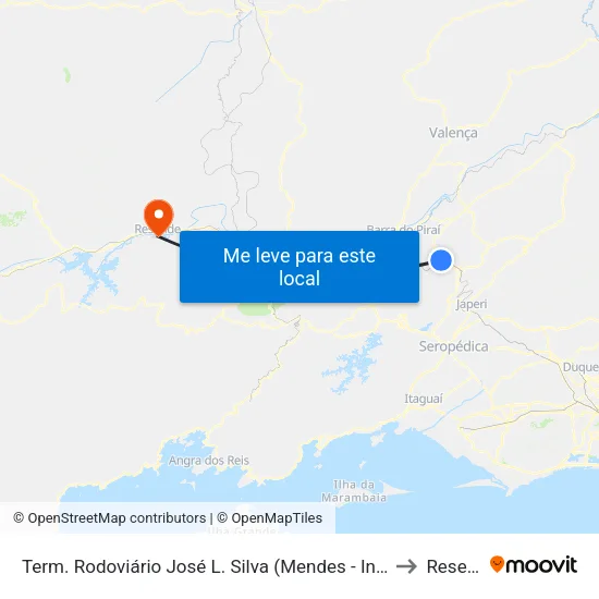 Term. Rodoviário José L. Silva (Mendes - Intermunicipais) to Resende map