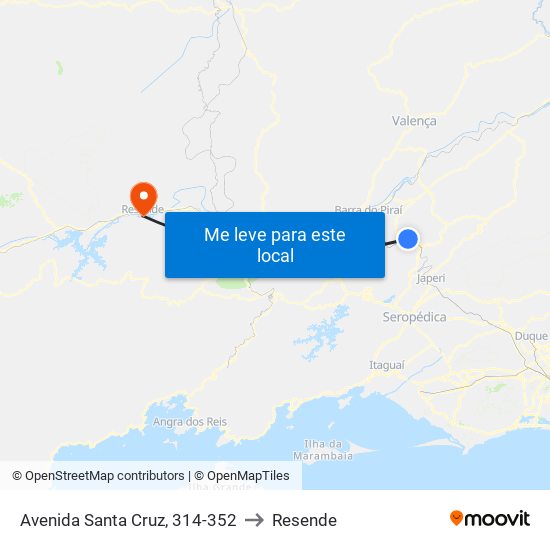 Avenida Santa Cruz, 314-352 to Resende map