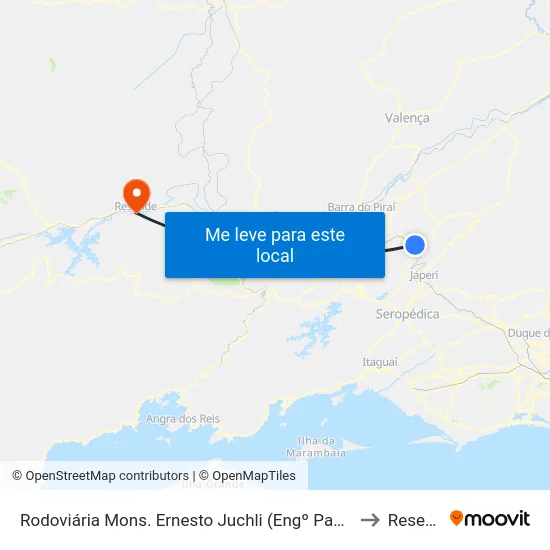 Rodoviária Mons. Ernesto Juchli (Engº Paulo Frontin) to Resende map