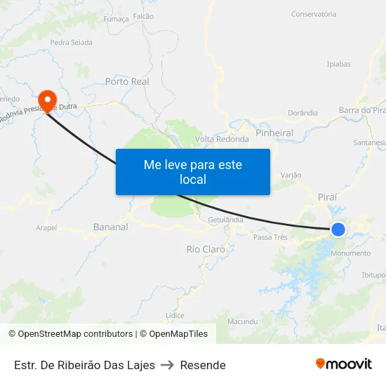 Estr. De Ribeirão Das Lajes to Resende map