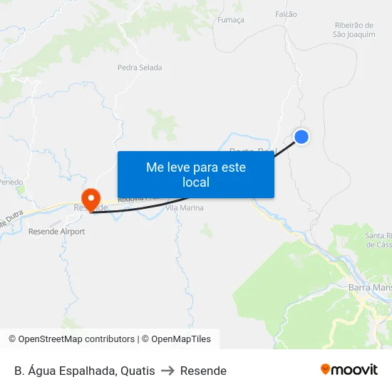 B. Água Espalhada, Quatis to Resende map