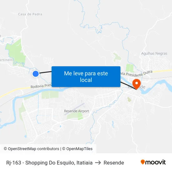 Rj-163 - Shopping Do Esquilo, Itatiaia to Resende map