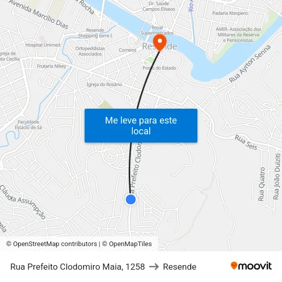 Rua Prefeito Clodomiro Maia, 1258 to Resende map