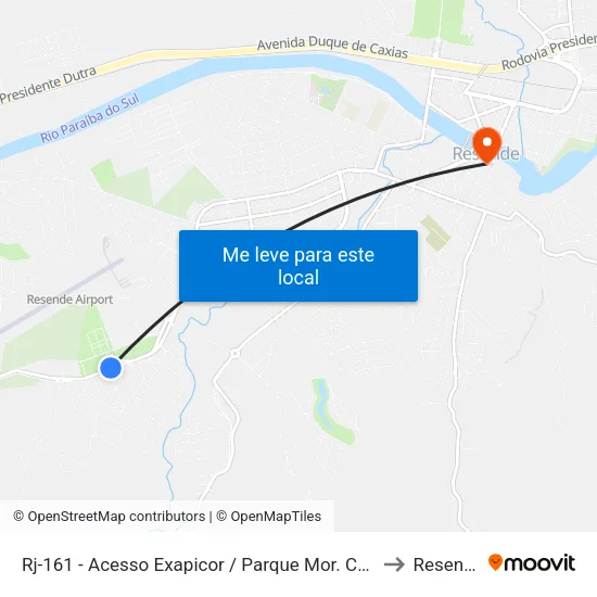 Rj-161 - Acesso Exapicor | B. Parque Mor. Colina, Resende to Resende map
