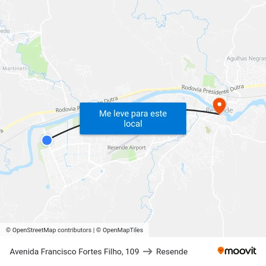Avenida Francisco Fortes Filho, 109 to Resende map
