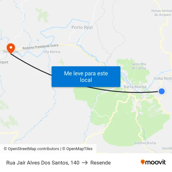 Rua Jaír Alves Dos Santos, 140 to Resende map